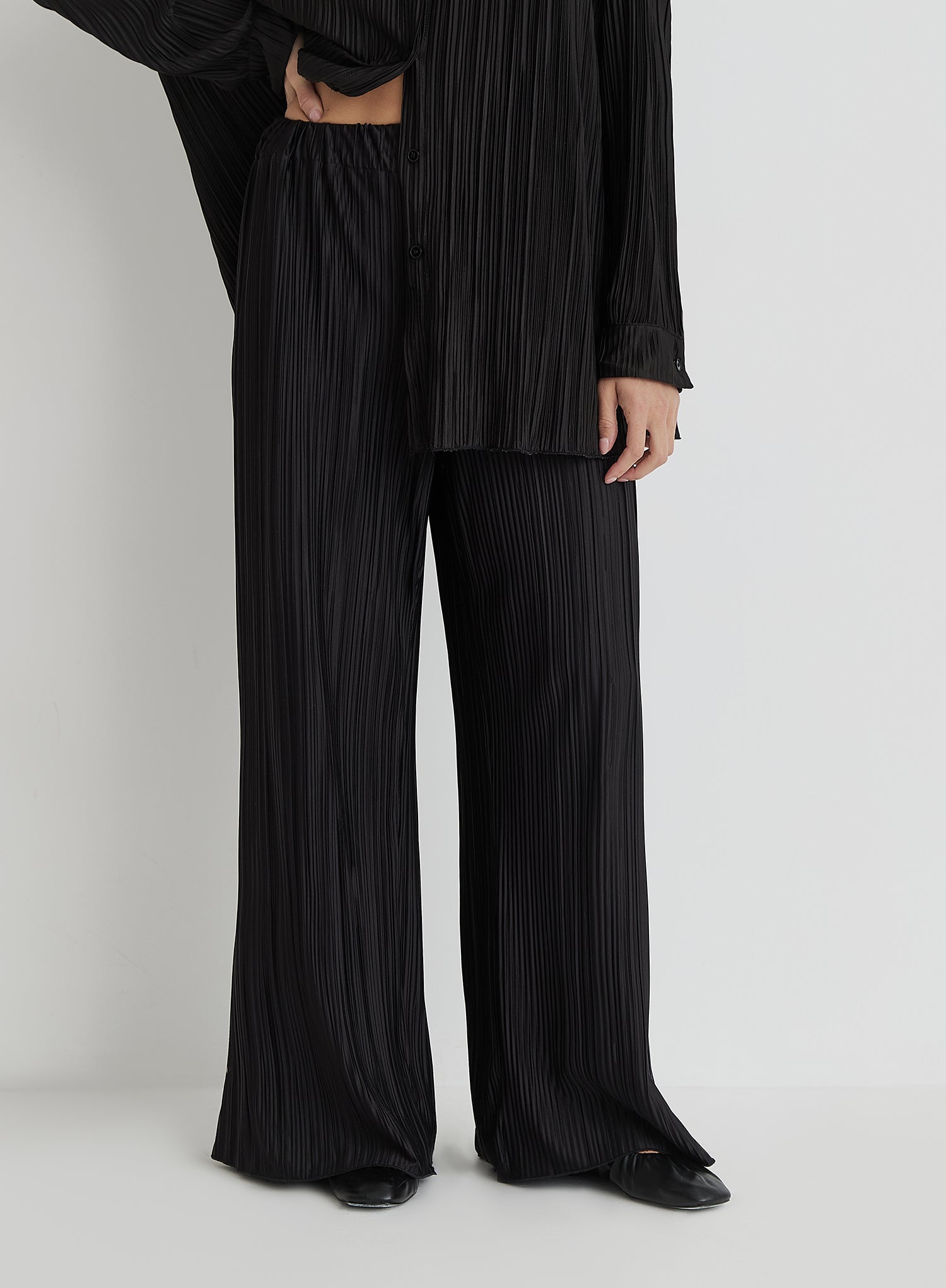 Black Plisse Trousers